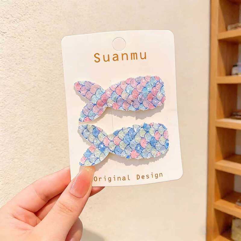 Mermaid Tail Sequin Hair Clip for Girls, Cute Hairpin, Korean Style Hair Accessory, Sparkling Rhinestone Children's Bb Clip