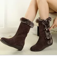 Mid‑length winter platform boots, plus size, sizes 35–42, brown or black