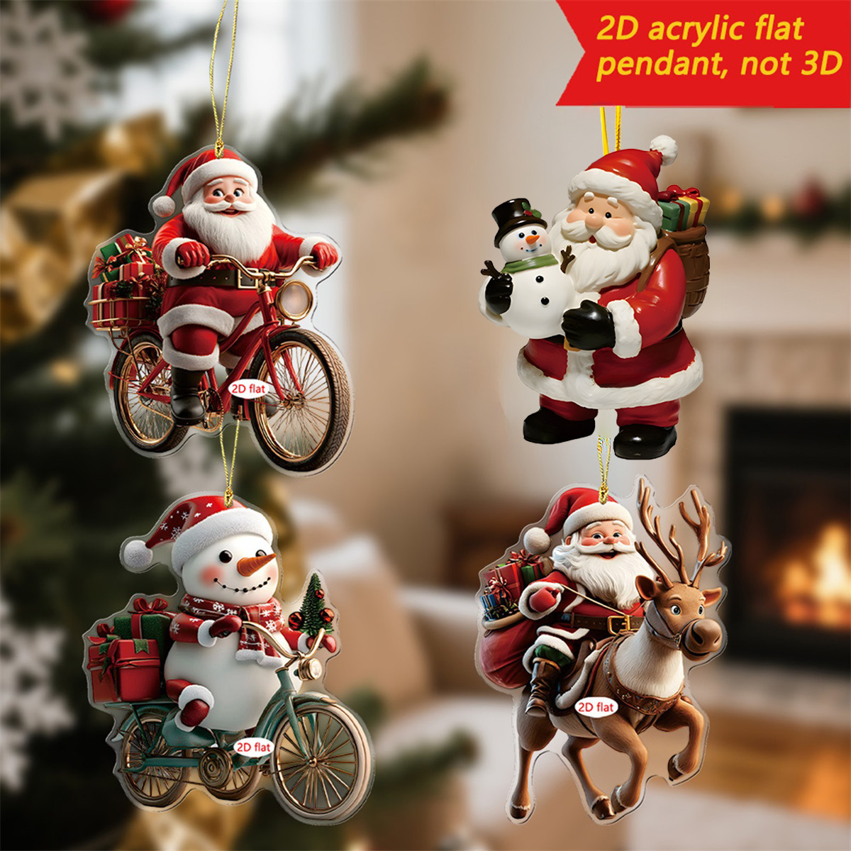 Nuevos productos transfronterizos Santa decoración colgante de Navidad árbol de Navidad decoración para el hogar colgante acrílico 2D image 1