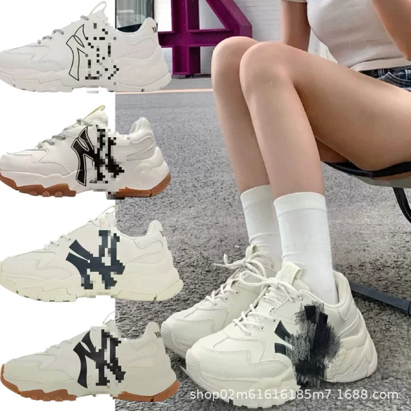 Putian shoes, pure original MLB dad shoes, Yankees style student shoes, thick-soled height-increasing versatile couple's casual sports shoes