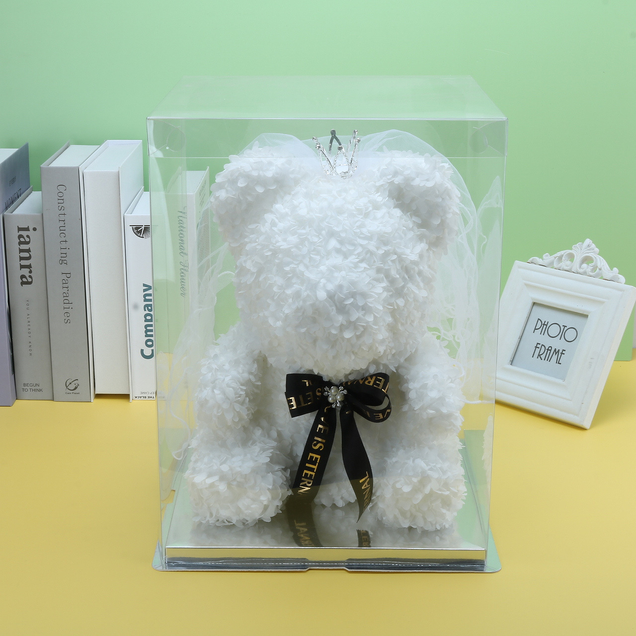 Flor preservada oso rosa 520 regalo del Día de San Valentín tienda de flores supermercado PE espuma flor abrazo oso rosa