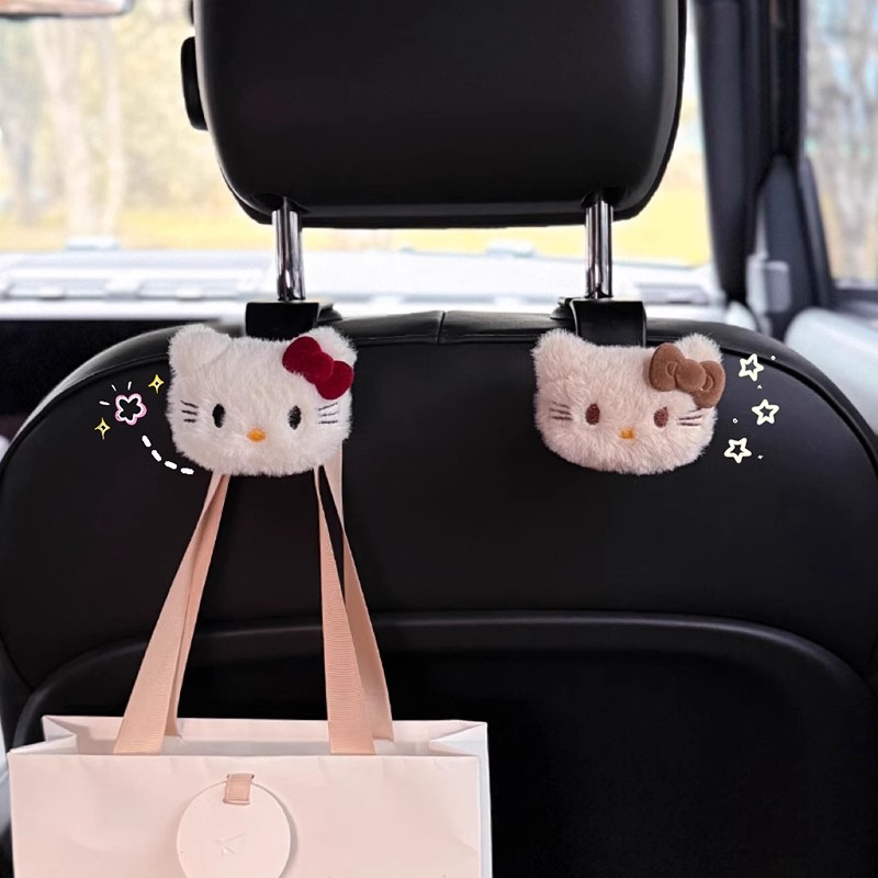 Cute gato KT gancho de automóvil asiento de automóvil almacenamiento multifuncional pequeño gancho de suministros para automóviles para chicas prácticas