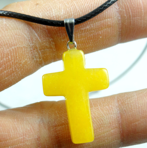 Comercio exterior caliente Piedra Natural Rosa cristal ágata piedra Cruz colgante collar accesorios DIY joyería que hace