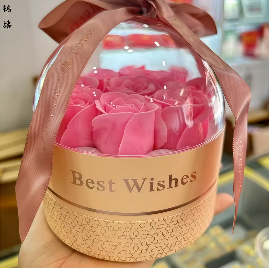 精品永生花玫瑰礼盒亚克力礼盒首饰包装盒大件礼品盒黄金大饼包装