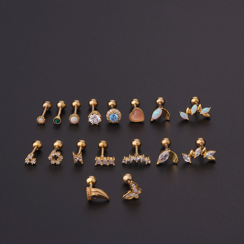 Pendientes con forma de oreja de circonita cúbica de acero de titanio de 16 g con forma de varilla rugosa, estilo coreano, popular, de moda australiana_voghion.com