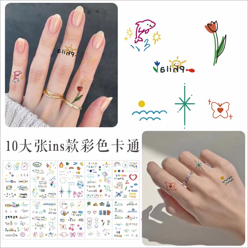 Cross-border new elegant tattoo stickers fireworks waterproof female fresh clavicle finger mini ins style cartoon tattoo
