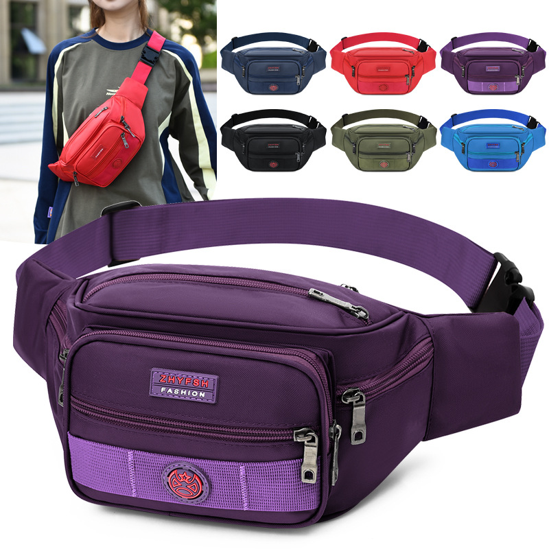 Large-Capacity Waist Bag Men's Waterproof Nylon Multi-Functional Multi-Layer Business Bag Waist Bag Sports and Leisure Chest Bag Amazon