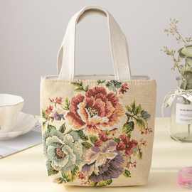 2025爆款手提包零钱双面手提袋刺绣手机包上班外出新款便捷手提包