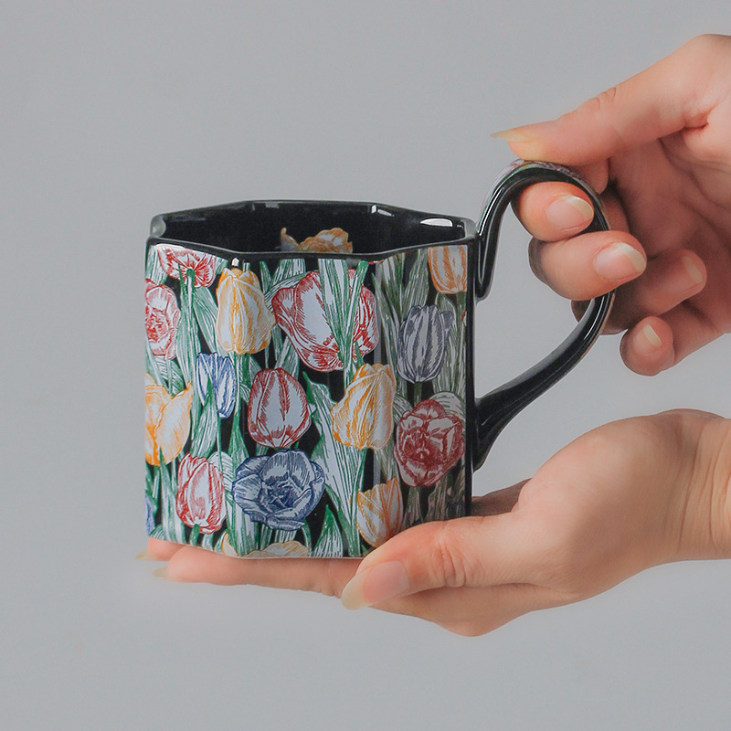 Taza de café de cerámica de alto valor de estilo pastoral para regalo de boda de cumpleaños para amigos, tetera de la tarde