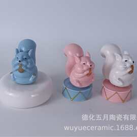 外贸可爱狐狸转转摆件创意转转乐多彩陶瓷锦鲤礼品旅游纪念品摆