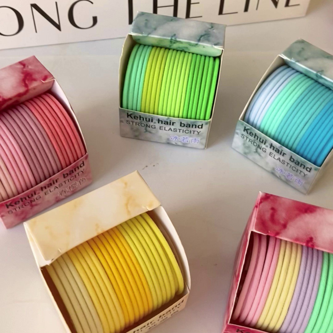 Cuerda de pelo banda de goma Nueva banda de pelo de color de gradiente de color cuerda de Pelo elástico de alta color simple no duele el pelo tocado pelo