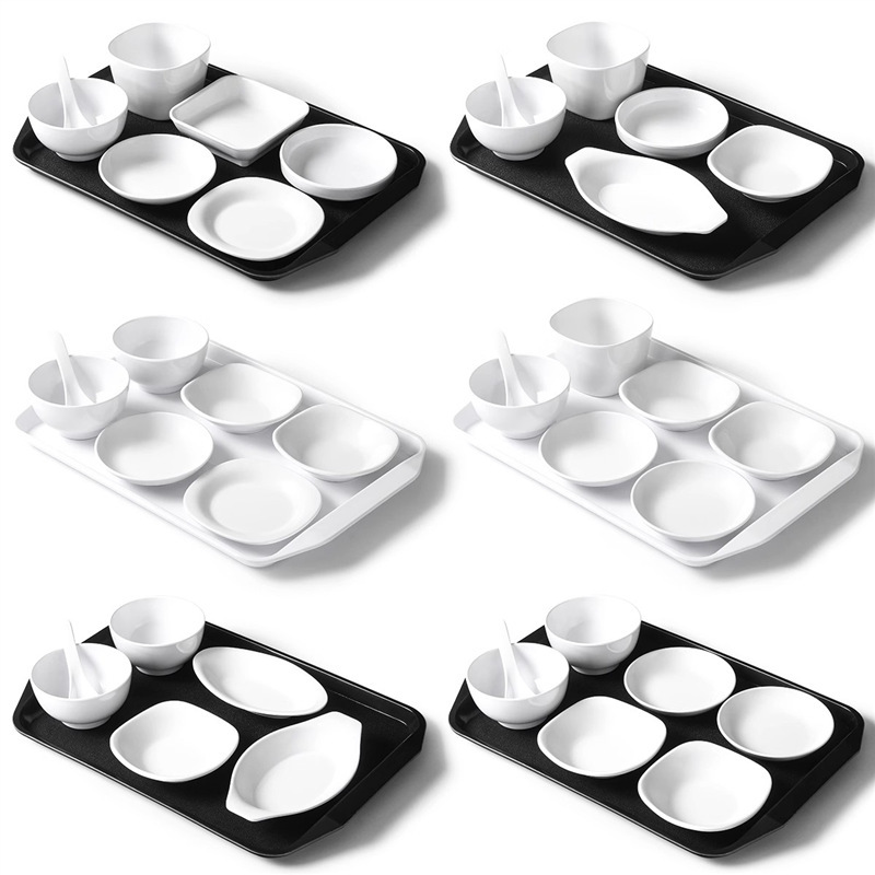 Melamine Postpartum Maternity Tableware Set, Imitation Porcelain Self-Serve Combo Plate, Buffet Chinese-Style Cafeteria Fast Food Plate