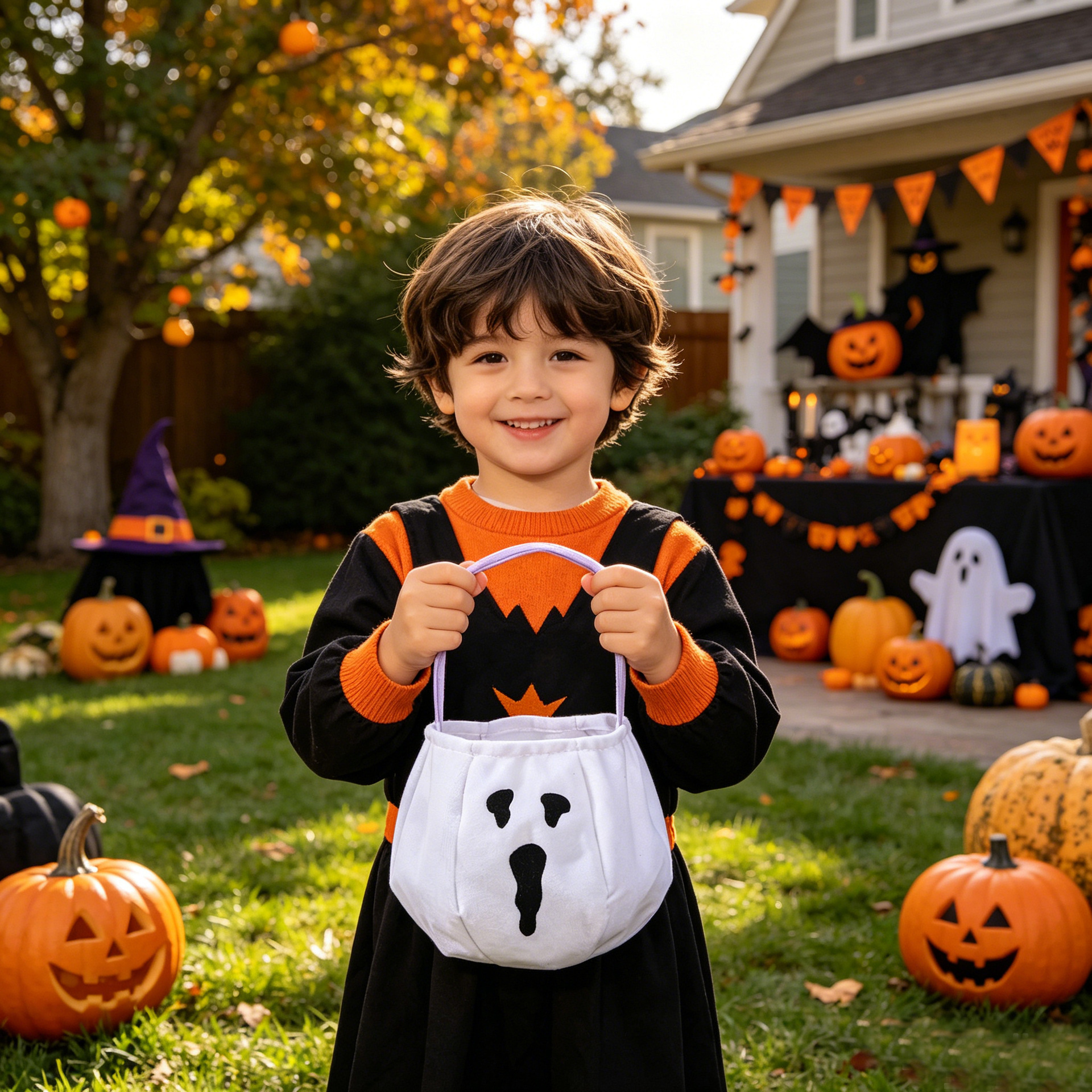 Bolsa de caramelo blanco de Halloween Ghost Spider emoticon bolsas de caramelo para niños bolsas de regalo para niños de Halloween