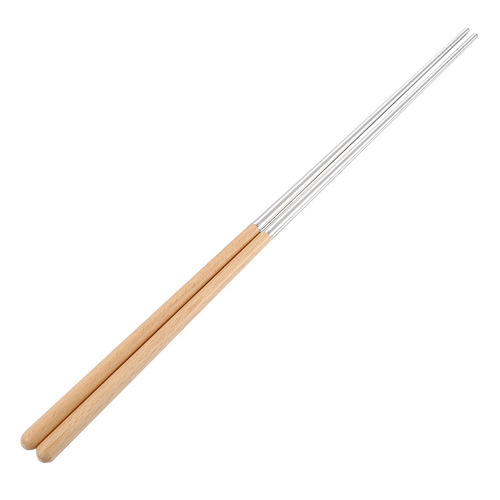 304 stainless steel chopsticks 40cm extended chopsticks beech wood handle anti-scalding fried chopsticks male chopsticks wooden chopsticks hot pot chopsticks