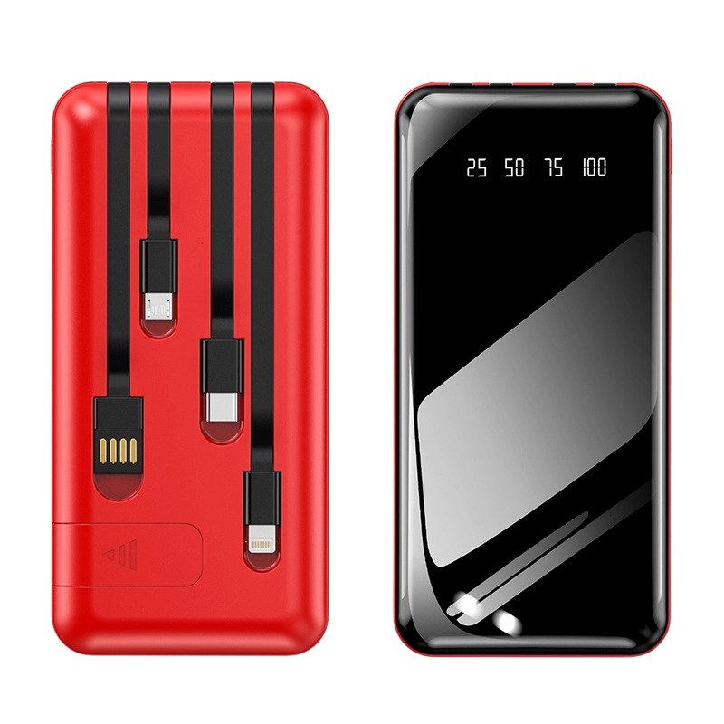 La pantalla digital universal para teléfonos móviles viene con un banco de energía con espejo de cuatro hilos, fuente de alimentación móvil portátil para exteriores, soporte perezoso, carga rápida