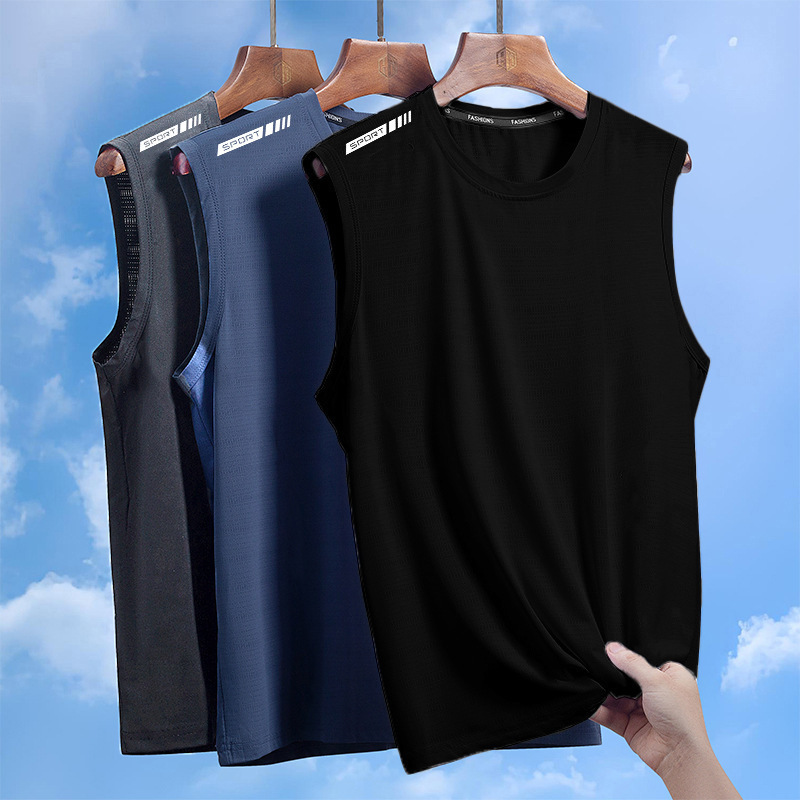 [Private Exclusive] Ice Silk Vest Men's Trendy Thin Breathable Quick-Drying Sports Casual Wide Waistcoat Outerwear Men's t
