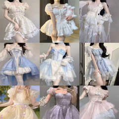 シフォン花柄ドレス女性のための 2025 夏の新しいフレンチスタイルの優しくてかわいいスタイルの小さなウエスト痩身チュチュスカート