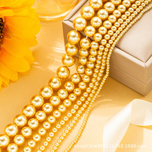 高品质玻璃仿珍珠施家296色浅金色直孔玻璃珠diy散珠配件项链珠串
