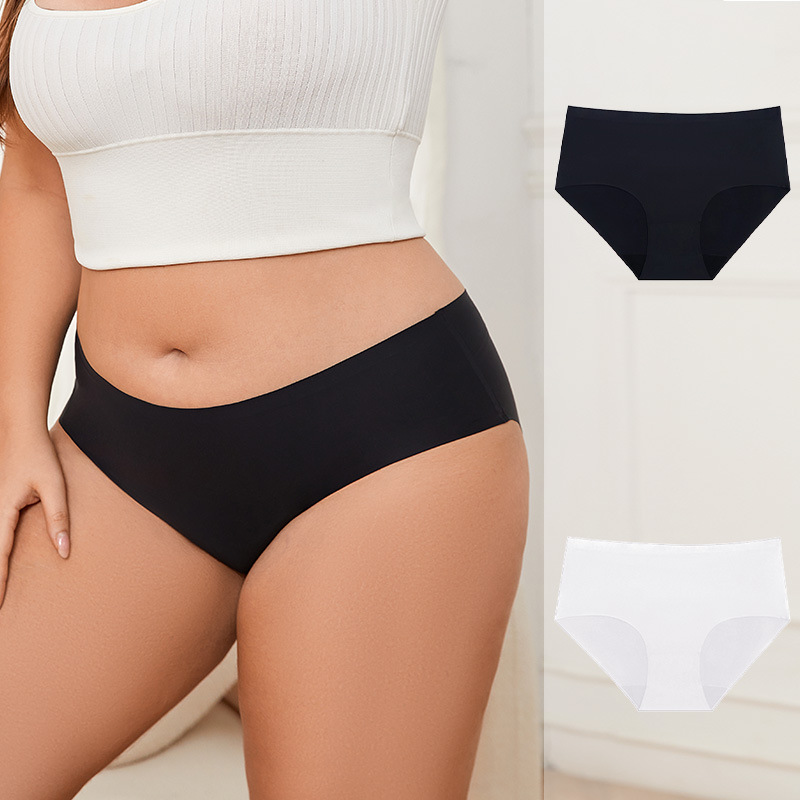 Cross-Border Plus Size Mid-Waist European and American Seamless Underwear for Women One-Piece Pure Cotton Crotch Breathable Butt Lift Large Size Briefs for Women