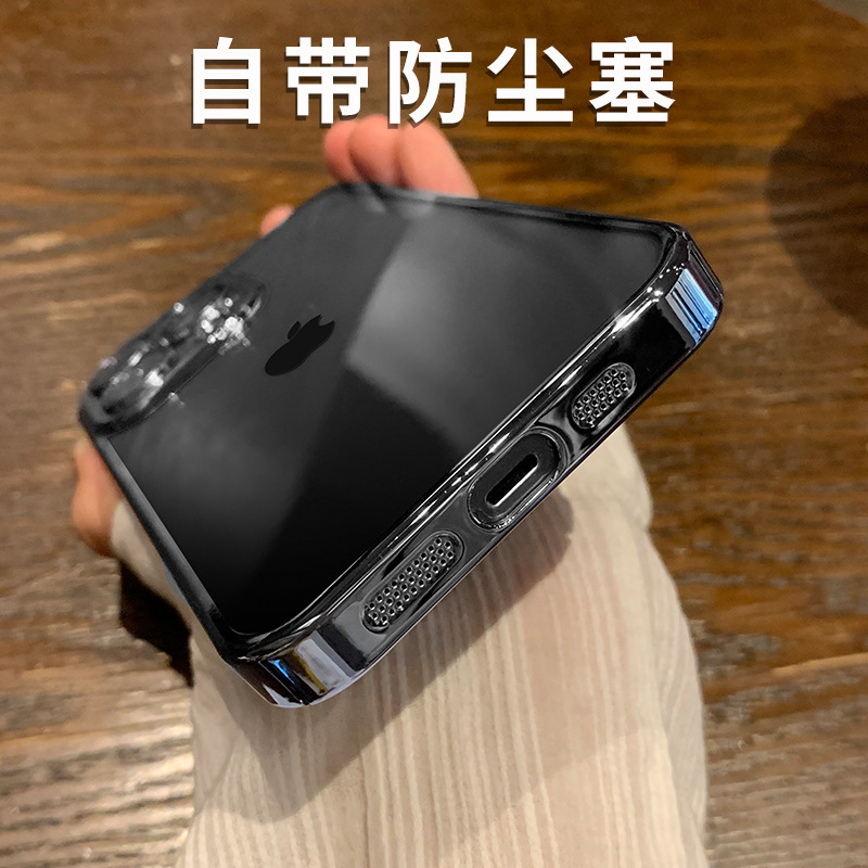 Lens Film Electroplating Simple Suitable for Apple 14ProMax Mobile Phone Case Transparent iPhone 13 Drop-resistant 12 Protective Shell