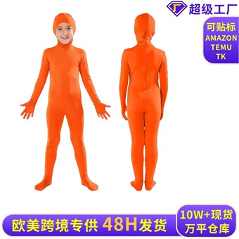 跨境新品女款5紧身衣连手连脚连体衣zentai纯色舞蹈服舞台表演服