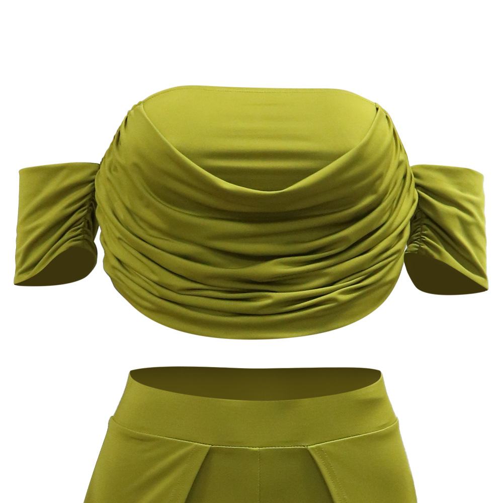 Women Wear Casual Suit Tube Top Split Wide Leg Pants