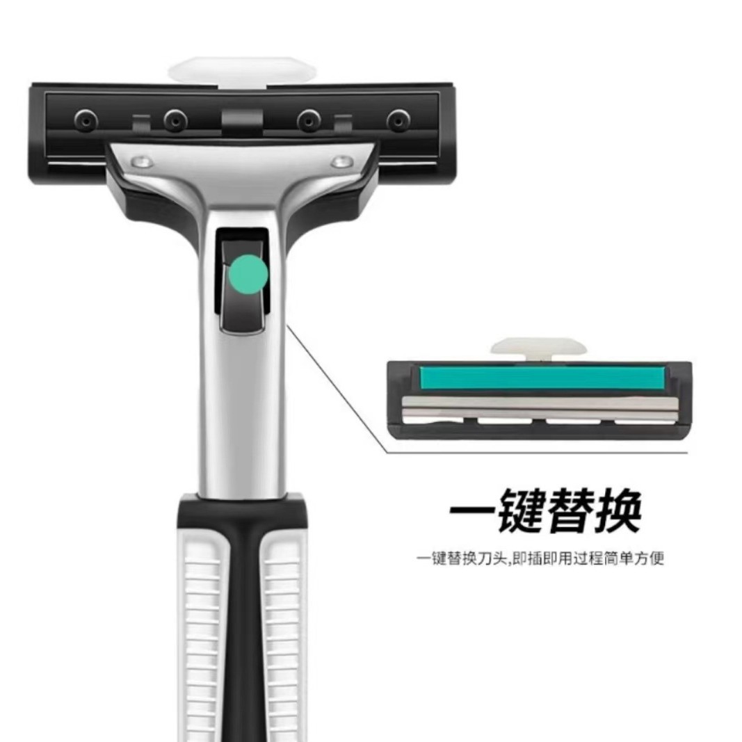 재고 도매 더블 레이어 수동 면도기 2 레이어 블레이드 면도기 구식 면도기 일회용 면도기
