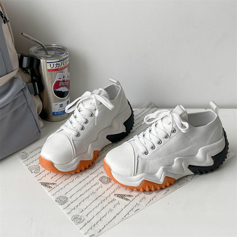 P Scarpe di tela dal taglio basso Donna Estate Nuova tavola Muffin con la suola spessa Papà a dente di sega Studentessa_voghion.com