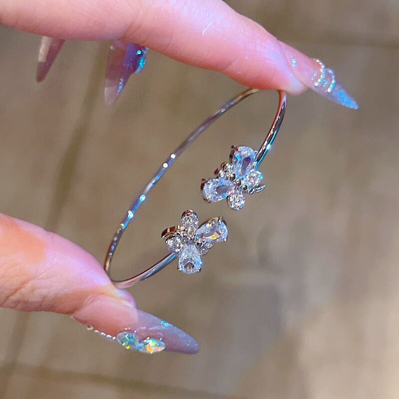 Silver Two Sparkling Bracelets, Exquisite Internet Celebrity Style Gifts for Besties, Fashionable Bracelets for Women