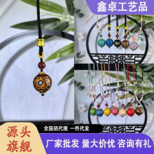 国风手工欧泊大漆吊坠新年摆摊小商品毛衣链女款镶嵌铜丝饰品批发