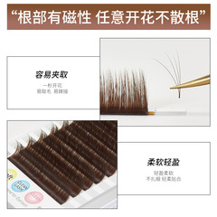0.05焦糖色嫁接睫毛卷翹柔軟棕色開花睫毛自然單根密排假睫毛批發