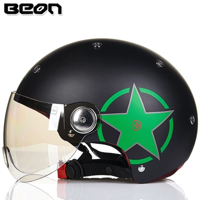 men's and women's cute half — Motorcycle Safety Supplies - matte-black-fluorescent-green-star-m
