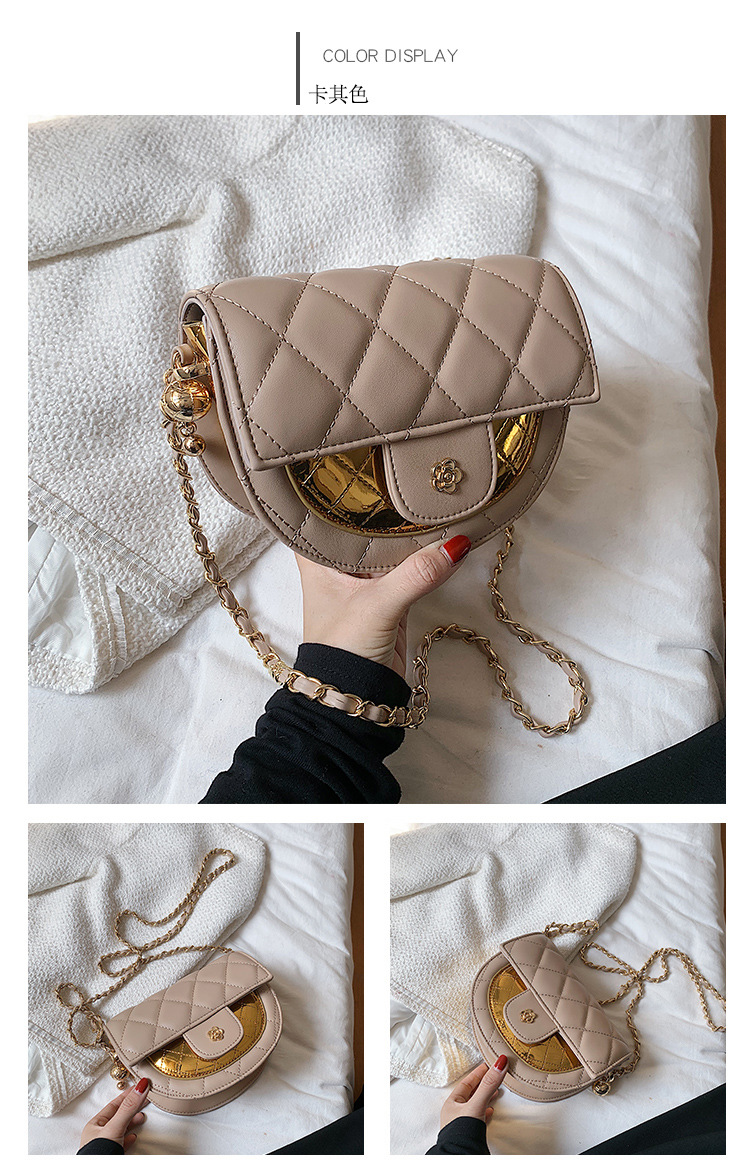 New Fashion Contrast Color Rhombus Shoulder Saddle Bag Wholesale Nihaojewelry display picture 12