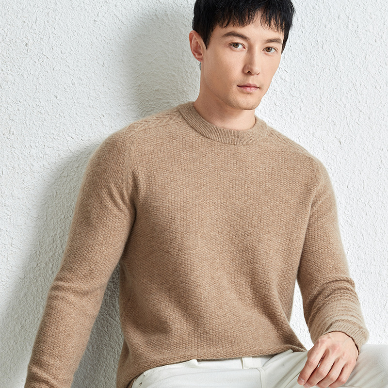 Elite quality cashmere casual keep warm knitted sweater with a round…