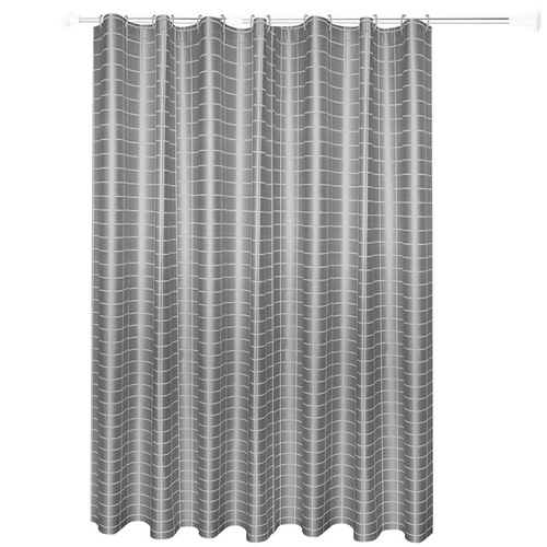 Manufacturer waterproof shower curtain gray bottom plaid PEVA shower curtain public bathroom dormitory toilet partition curtain with hook