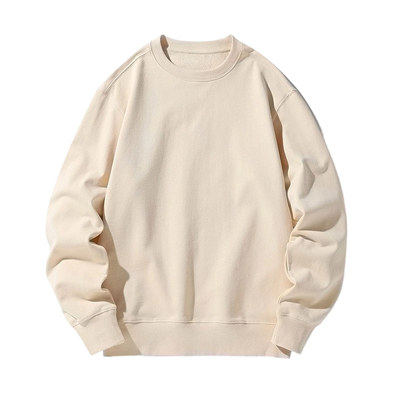 Sudadera de cuello redondo de algodón puro, uniforme escolar de manga larga, uniforme de trabajo, color liso con impresión de logotipo, bordado, estampado directo.