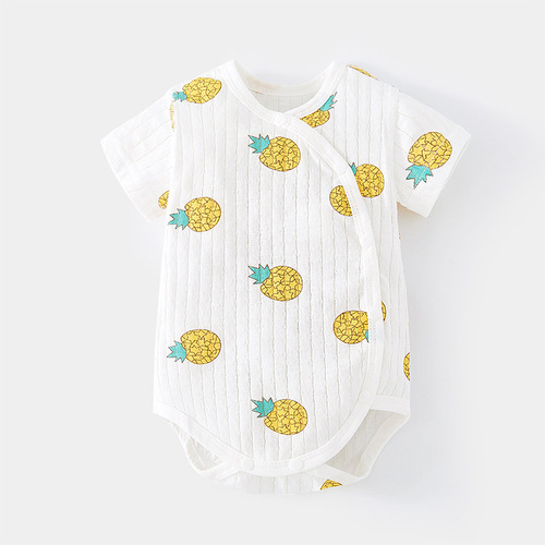 Baby's Summer Skeleton Thin A-Line Triangular Shirt for Newborn Boys and Girls, Short-Sleeve Climbing Pure Cotton Bodysuit