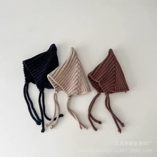 秋冬男女宝宝个性粗针毛线精灵帽子儿童保暖护耳尖尖个性针织帽潮