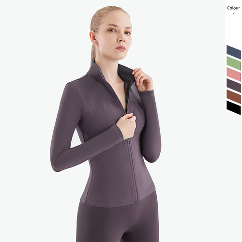 Autumn and winter new lulu yoga jacket women's quick-drying tops fitness clothes tight sports fitness clothes long-sleeved yoga clothes
