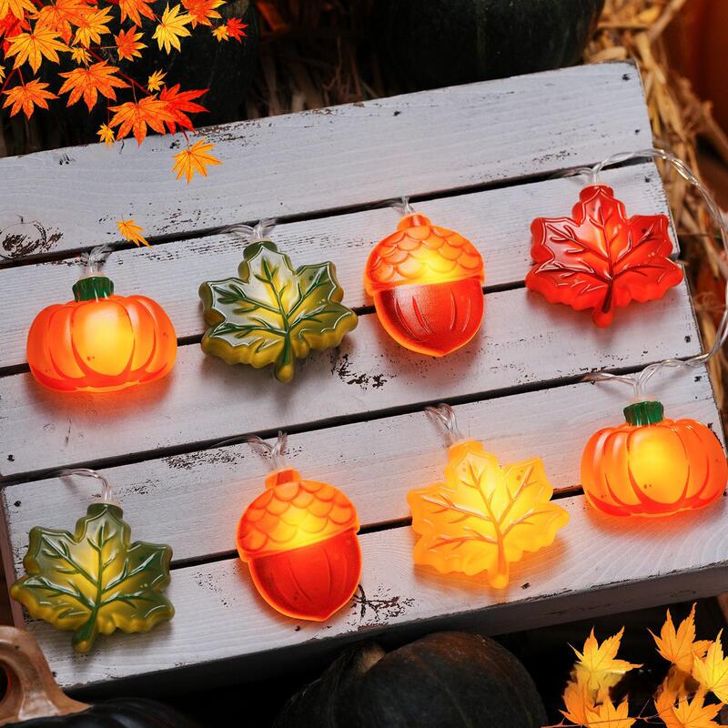 クロスボーダー LED ハロウィン感謝祭パーティー小さなカボチャカエデの葉の雰囲気ライトストリングシーンレイアウト装飾的な小さなランタン|undefined