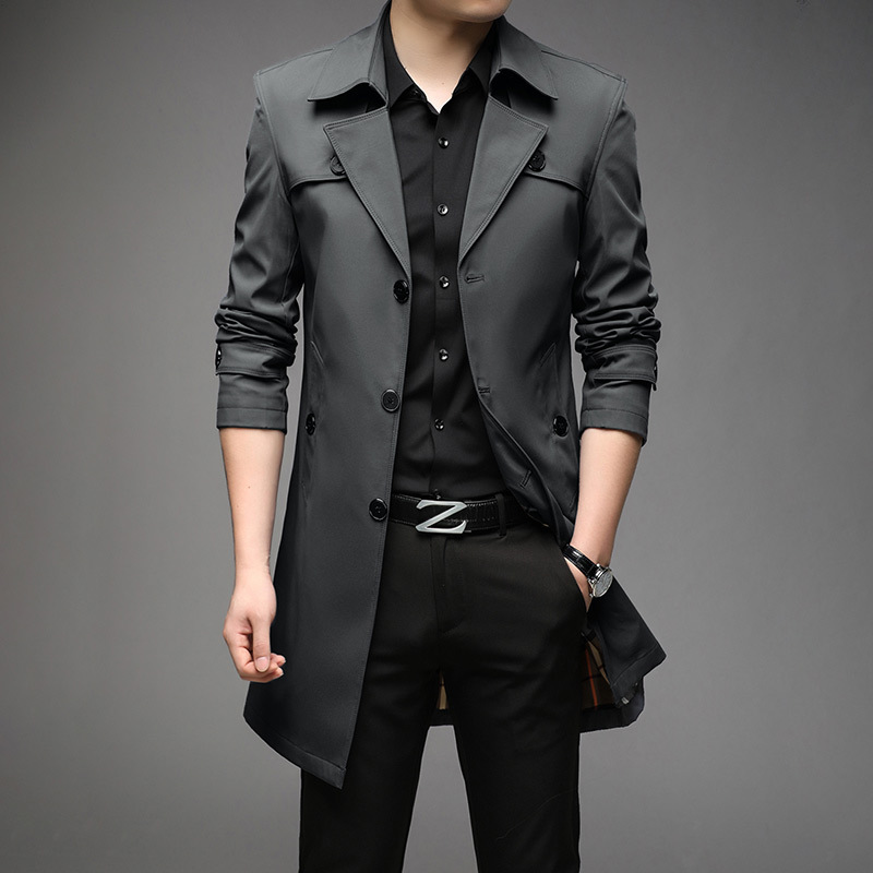 2024 Spring Large Top Men's Youth Solid Color Light Luxury Mid Length Men's Coat 17 Colors_voghion.com