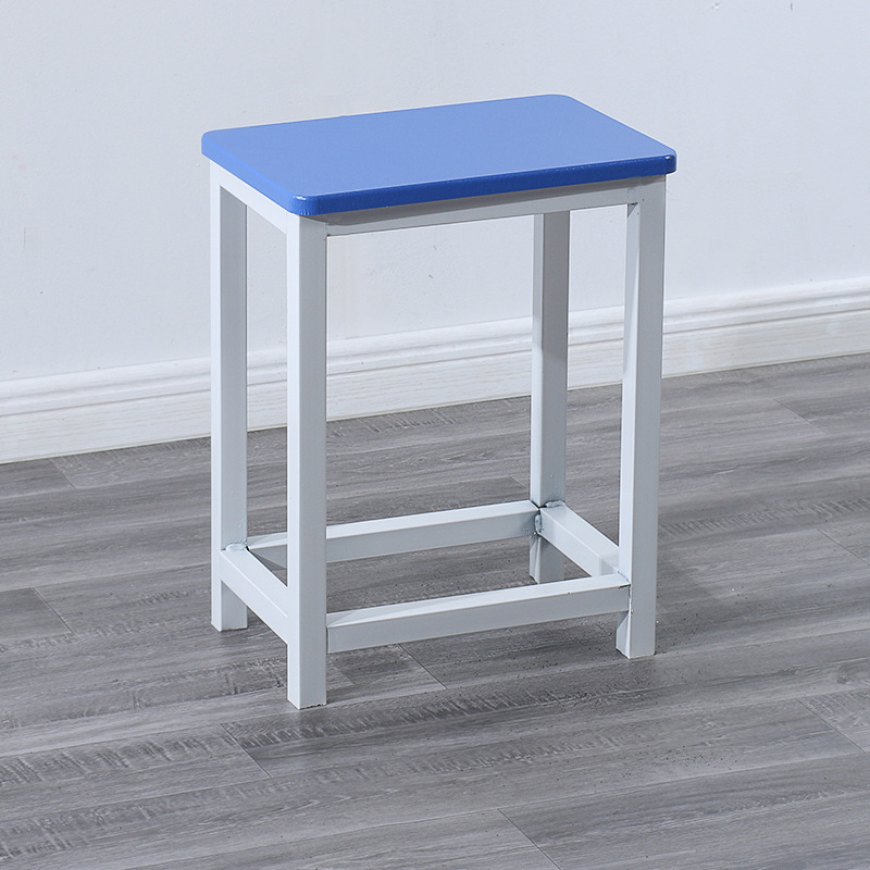 Taburete de taller al por mayor, línea de montaje de fábrica, taburete de trabajo, taburete cuadrado pequeño de acero y madera, taburete de hierro de comida rápida, oro de entrenamiento