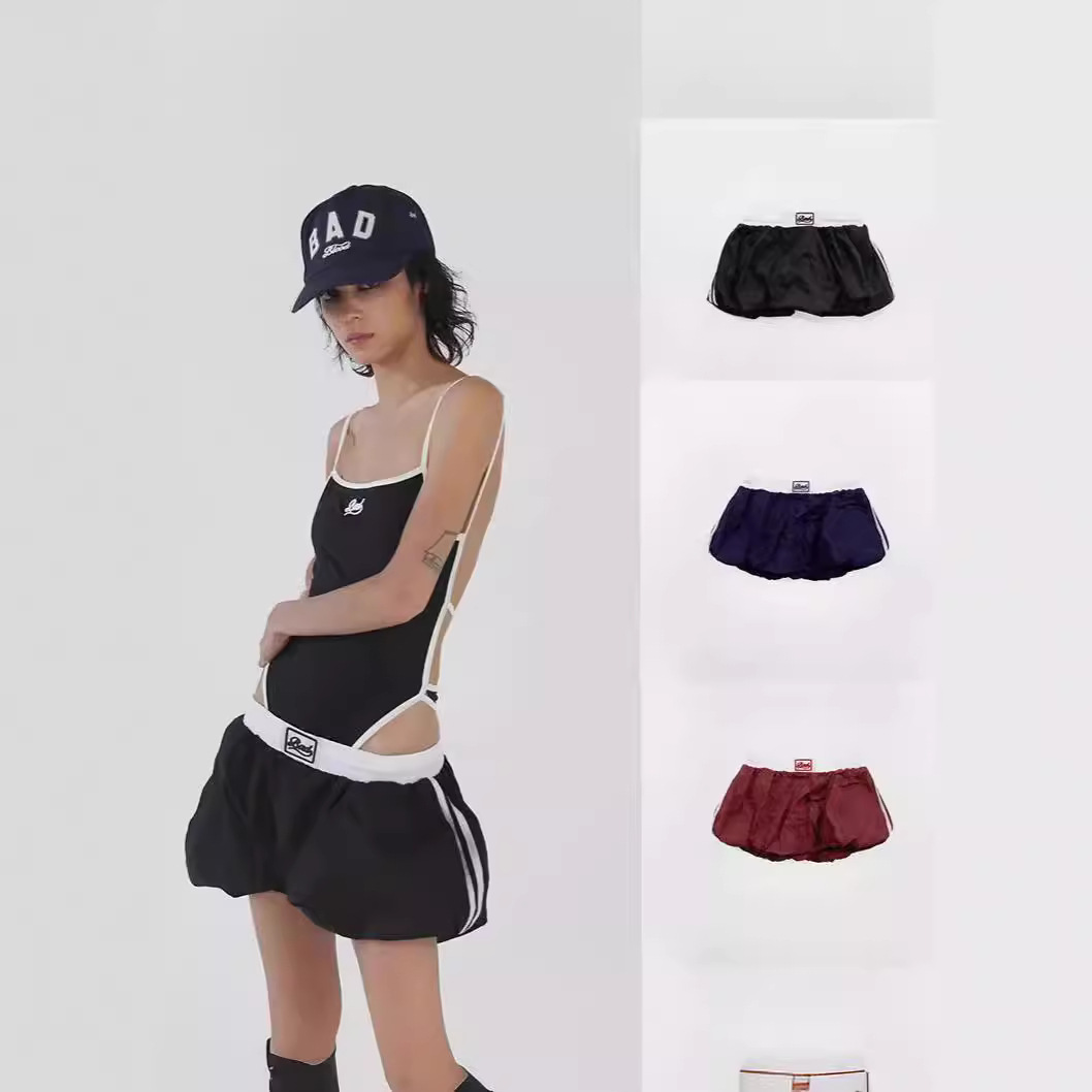 Badblood Retro Sexy Bud Skirt Female American Embroidered Letter Tutu Skirt A-Line Casual Skirt Summer