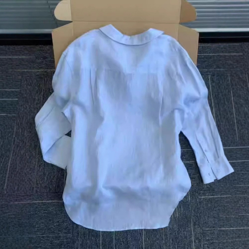 亚麻休闲棉麻翻领防晒上衣夏季新款薄款衬衫衬衣开衫外套宽松长袖|undefined