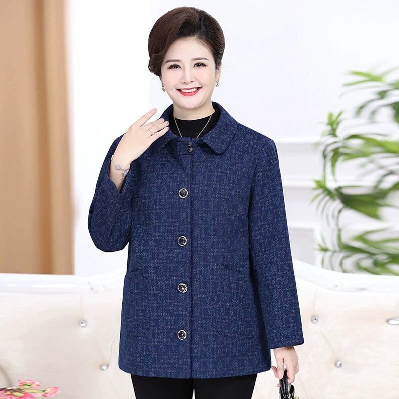 Spring long-sleeve with hood, jacket for mother, plus size