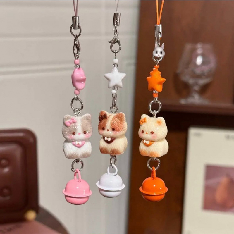 かわいい新しい甘いシャム猫携帯電話チェーンベルスターペンダント漫画立体猫バッグペンダントペンダント|undefined