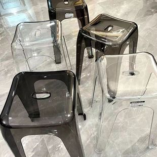Plastic Transparent Stool Wholesale Household Stackable Dining Table High Round Stool Acrylic Chair Internet Popular Photo Decorative Stool