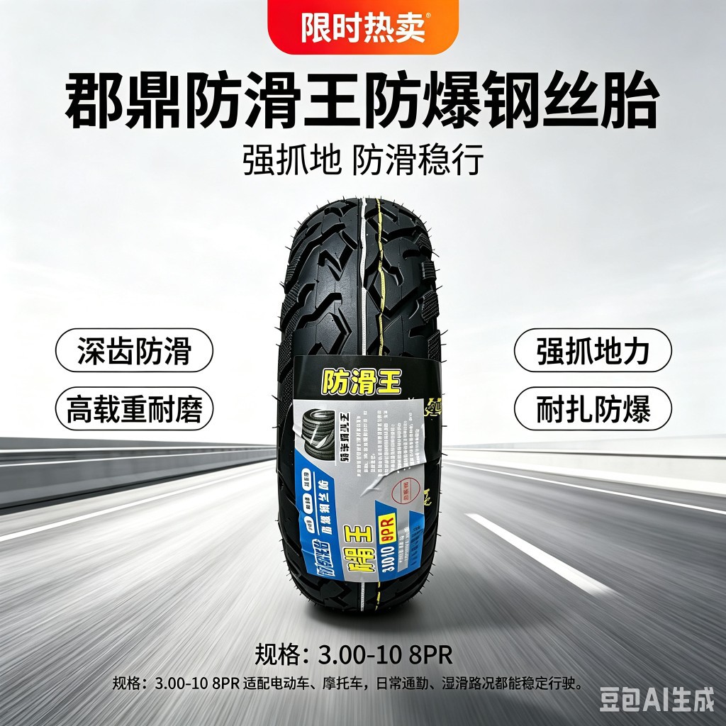 Brand new 300-10 steel wire explosion-proof vacuum tire, anti-slip, wear-resistant, thickened with eight layers, available in large quantities at preferential prices, electric vehicle tire