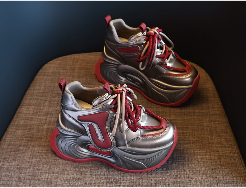 Giày sneaker nữ đế dày tăng chiều cao phong cách bánh xốp mềm mại — Màu be chi tiết 7