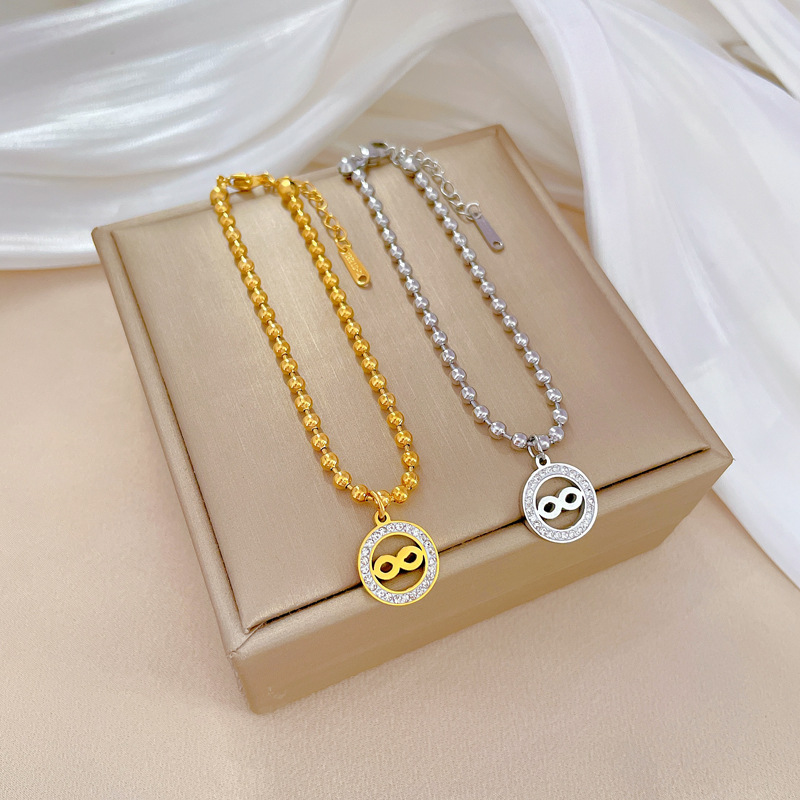 Bracciale donna con perline rotonde personalizzato in acciaio_voghion.com